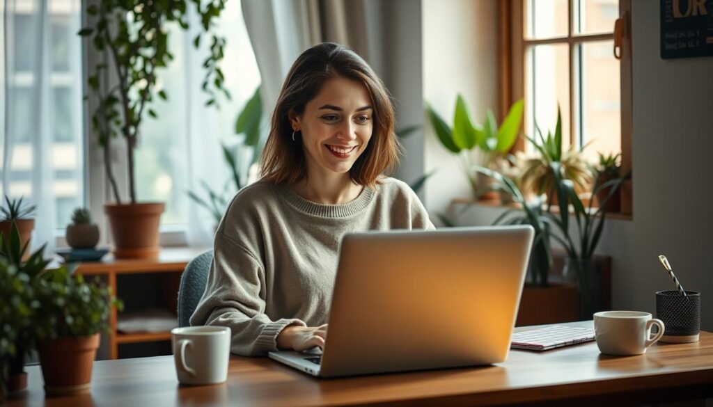 Mujer trabajando desde casa Mujer trabajando desde casa